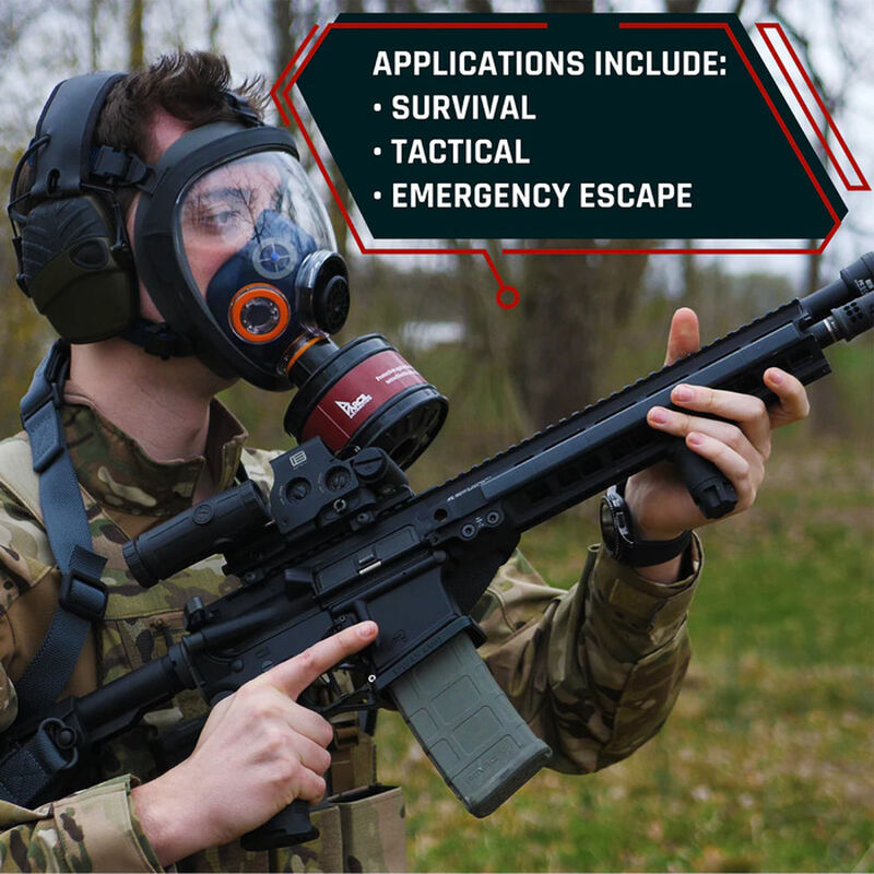 ST-100X Full Face Survival Respirator Gas Mask with Organic Vapor and Particulate Filtration, , large image number 4